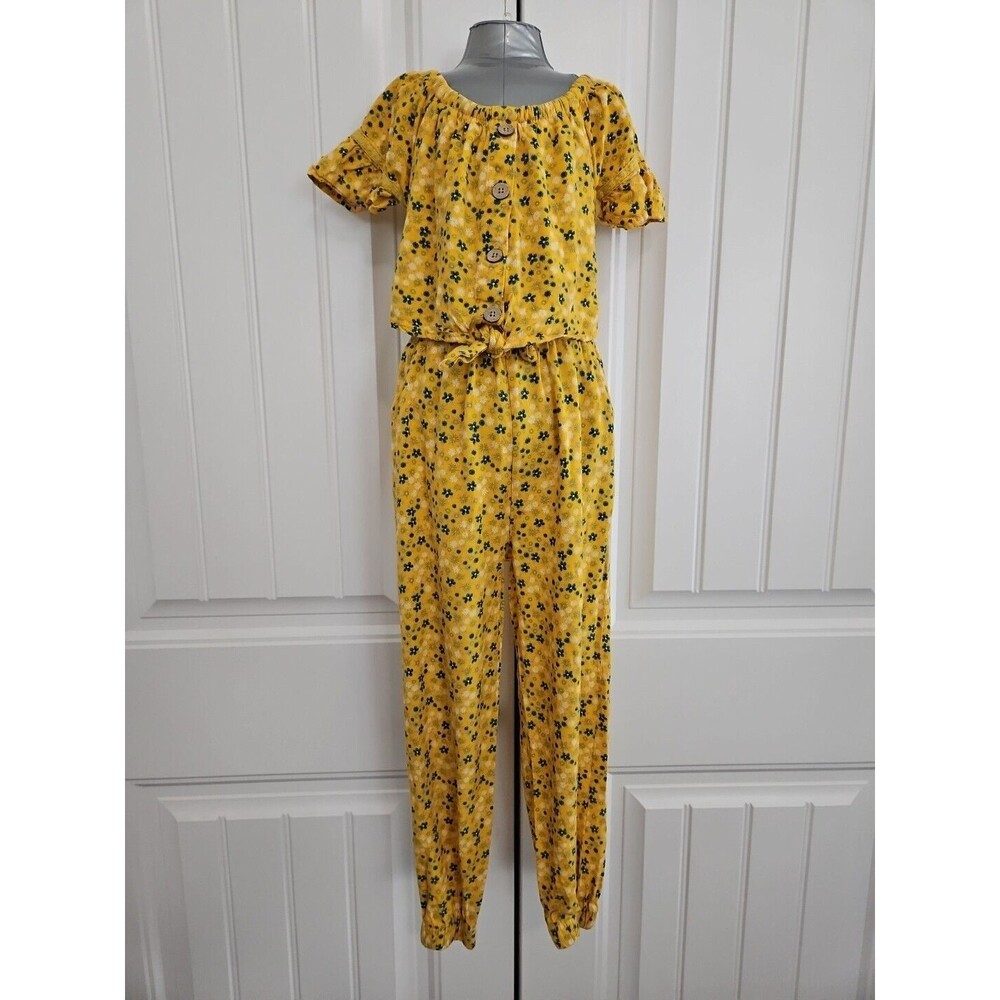 Nanette Lepore Girls 6X Yellow Floral Jumpsuit